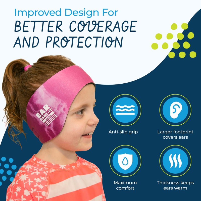 إير باند-إت عصابة رأس Earvolution Ear Band-It Ultra للسباحة للأطفال والكبار - تم اختراعها من قبل طبيب الأنف والأذن والحنجرة - نيوبرين مضاد للانزلاق للحماية - تباع المعجون بشكل منفصل - صبغة كبيرة باللون الأرجواني - Image 3